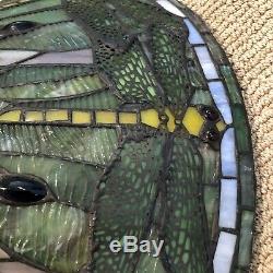 Tiffany Style Stained Glass Green and Yellow Dragonfly 20 Lamp Shade (only)