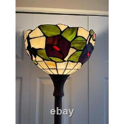 Tiffany Style Stained Glass Humming Bird Torchiere Floor Lamp Multicolor Sz 70cm
