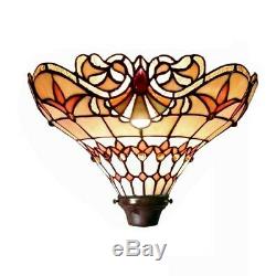 Tiffany Style Stained Glass Jewel Torchiere Floor Accent Reading Lamp LED