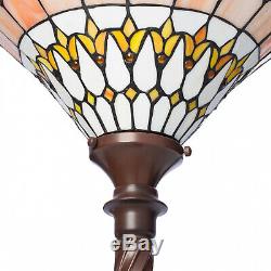 Tiffany Style Stained Glass Jewel Torchiere Floor Accent Reading Lamp LED