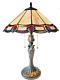 Tiffany Style Stained Glass Jeweled Peacock Style Table Lamp 15 Shade 22 Tall