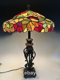 Tiffany Style Stained Glass Lamp Fall Leaves