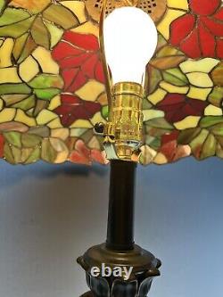 Tiffany Style Stained Glass Lamp Fall Leaves