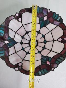 Tiffany Style Stained Glass Lamp Shade 10 Floral Vintage Pendant Light Purple