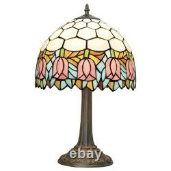 Tiffany Style Stained Glass Lamp Tulip Table Lamp Vintage Bedside Light Decor