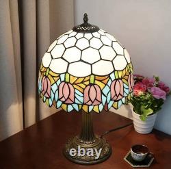Tiffany Style Stained Glass Lamp Tulip Table Lamp Vintage Bedside Light Decor