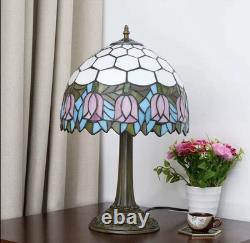 Tiffany Style Stained Glass Lamp Tulip Table Lamp Vintage Bedside Light Decor