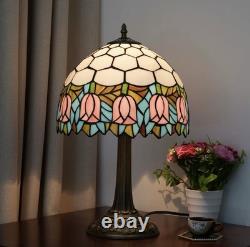 Tiffany Style Stained Glass Lamp Tulip Table Lamp Vintage Bedside Light Decor Tiffany Style Stained Glass Lamp Tulip Table Lamp Vintage Bedside Light Decor