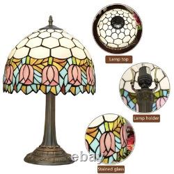 Tiffany Style Stained Glass Lamp Tulip Table Lamp Vintage Bedside Light Decor