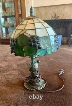 Tiffany Style Stained Glass Lamp with Grapes. 15 tall