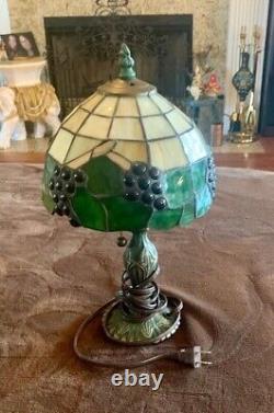 Tiffany Style Stained Glass Lamp with Grapes. 15 tall