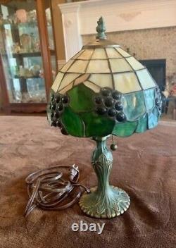 Tiffany Style Stained Glass Lamp with Grapes. 15 tall