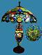 Tiffany Style Stained Glass Lighted Base Table Lamp 18 Shade Handcrafted 26