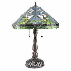 Tiffany Style Stained Glass Lilly Table Lamp Bronze Finish 25in