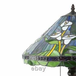 Tiffany Style Stained Glass Lilly Table Lamp Bronze Finish 25in