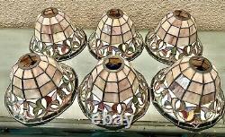 Tiffany Style Stained Glass Look Bell Turtleback Shade Lamp Or Chandlier Set