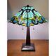 Tiffany Style Stained Glass Mission Sky Blue Table Lamp Desk Nightstand 20in