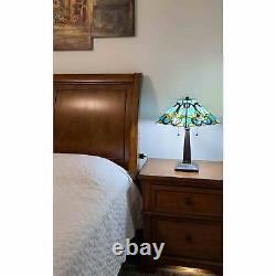 Tiffany Style Stained Glass Mission Sky Blue Table Lamp Desk Nightstand 20in