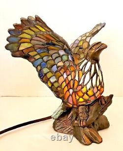 Tiffany Style Stained Glass Nightlight, Decorative Lamp, Perched Eagle