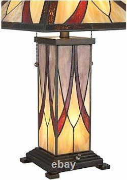 Tiffany Style Stained Glass Nightlight LED Art Glass Shade Accent Table Lamp