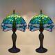 Tiffany Style Stained Glass Pair Of Dragonfly Table Lamp Withalloy Base 10 Shade