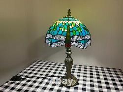 Tiffany Style Stained Glass Pair of Dragonfly Table Lamp withAlloy Base 10 Shade