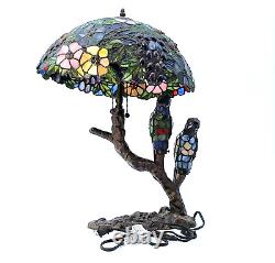 Tiffany-Style Stained Glass Parrot Lamp