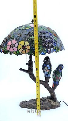 Tiffany-Style Stained Glass Parrot Lamp