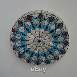 Tiffany Style Stained Glass Peacock Ceiling Lighting Lamp Fixture Flush Mount