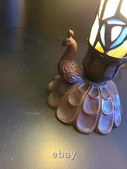 Tiffany Style Stained Glass Peacock Lamp