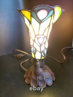 Tiffany Style Stained Glass Peacock Lamp