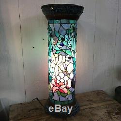 Tiffany Style Stained Glass Peacock Pedestal Floor Lamp Bohemian