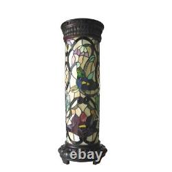 Tiffany Style Stained Glass Pedestal Floor Lamp 30 High Floral Design
