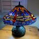 Tiffany Style Stained Glass Reading Accent Table Lamp Dragonfly Theme New