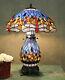 Tiffany Style Stained Glass Red Dragonfly Table Lamp With Illuminated Base New