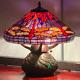 Tiffany Style Stained Glass Red Dragonfly Table Lamp Withmosaic Base 16 Shade New