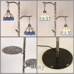 Tiffany Style Stained Glass Retro Floor Lamp with Tray, Dimmable Floor Lamps, Cu