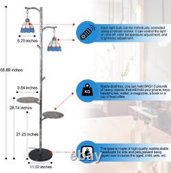 Tiffany Style Stained Glass Retro Floor Lamp with Tray, Dimmable Floor Lamps, Cu