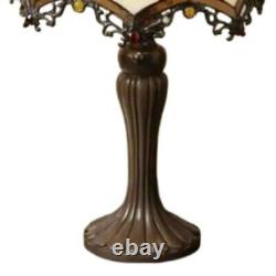 Tiffany Style Stained Glass Roman Accent Table Lamp Amber Jewel Elegance