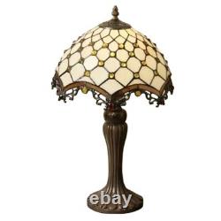 Tiffany Style Stained Glass Roman Accent Table Lamp Amber Jewel Elegance