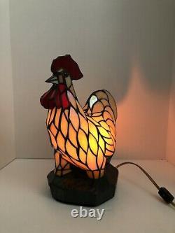 Tiffany Style Stained Glass Rooster Lamp