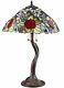 Tiffany Style Stained Glass Rose Tree Table Lamp 2 Light 18 Shade Handcrafted