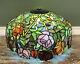 Tiffany Style Stained Glass Roses-leaves Scalloped Edge Lamp Shade 18 X 11 1/2
