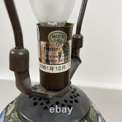 Tiffany Style Stained Glass Small Table Lamp With Lighted Base Floral Colorful