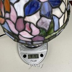 Tiffany Style Stained Glass Small Table Lamp With Lighted Base Floral Colorful