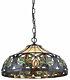Tiffany Style Stained Glass Sunrise Hanging Lamp Handcrafted 16 Shade