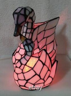 Tiffany Style Stained Glass Swans Accent Lamp