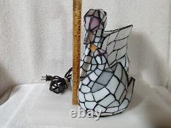 Tiffany Style Stained Glass Swans Accent Lamp
