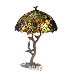 Tiffany Style Stained Glass Table Desk Lamp Tree Bird Style Leaf Grape Shade