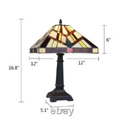 Tiffany Style Stained Glass Table Desk Lamp with Mission Design 12 Shade